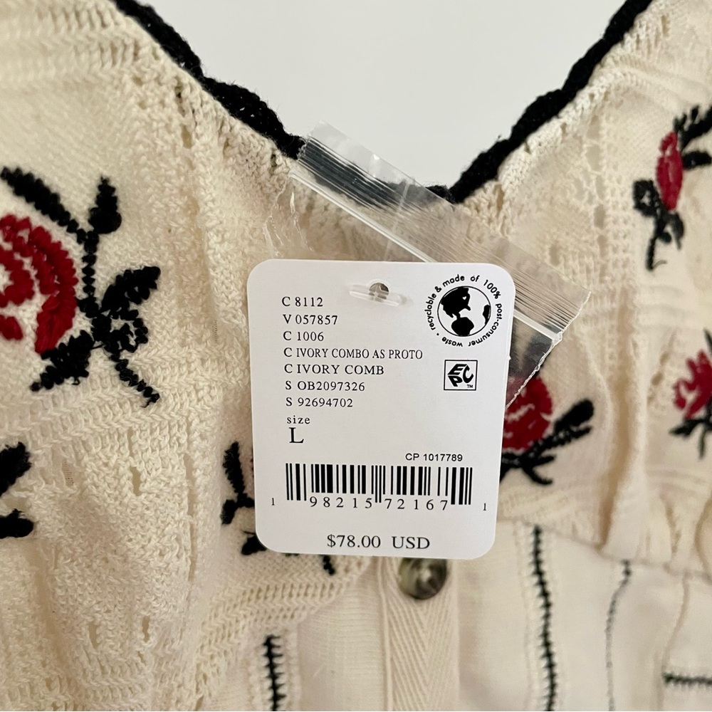 NWT Free People Rose Bud Floral Embroidered Lace Corset Tank Top in Ivory - L - Picture 8 of 8